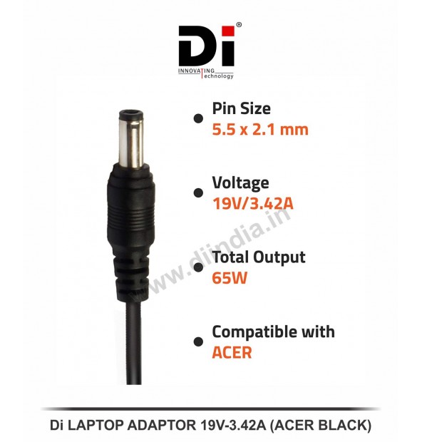 Di LAPTOP ADAPTOR 19V-3.42A (ACER BLACK)