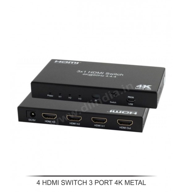 HDMI SWITCH 3 PORT 4K METAL