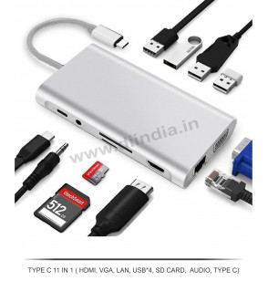 TYPE C 11 IN 1 ( HDMI, VGA, LAN, USB4, SD CARD AUDIO, TYPE C )