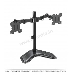 DUAL LED MONITOR STAND HEAVY DUTY ADJUSTABLE FITS 2 SCREENS UP TO 24