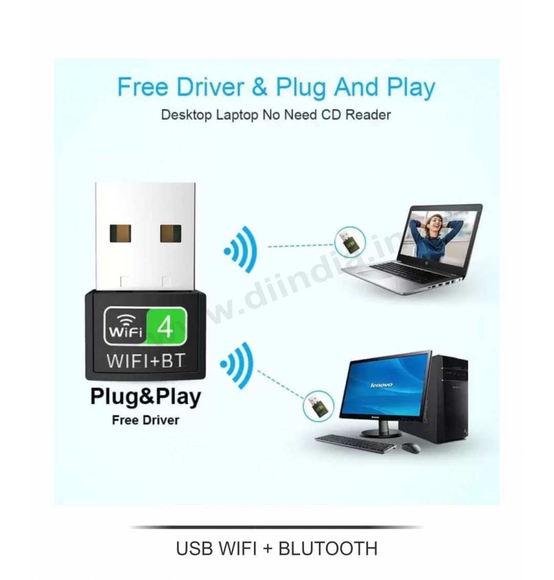 USB WiFI ADAPTER 2.4GHZ WITH BLUETOOTH 4.0 (2 IN 1)